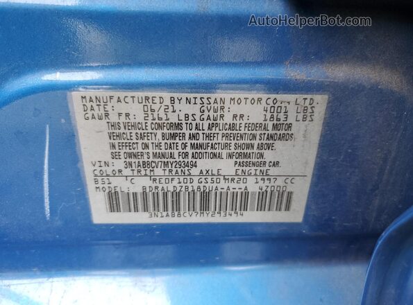 3N1AB8CV7MY293494 2021 NISSAN SENTRA Blue 