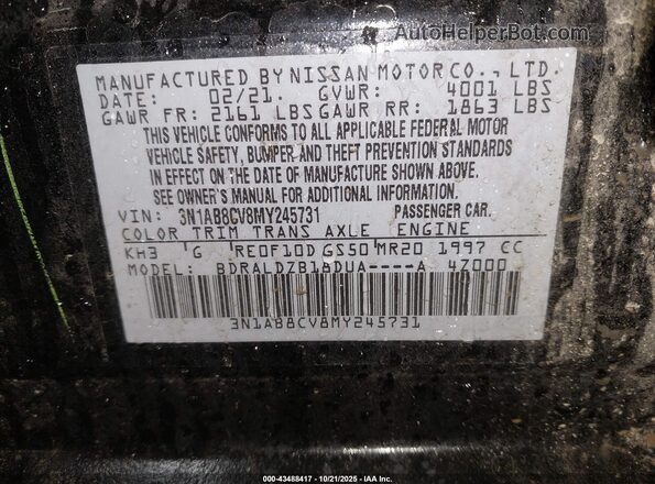 3N1AB8CV8MY245731 2021 NISSAN SENTRA Black 