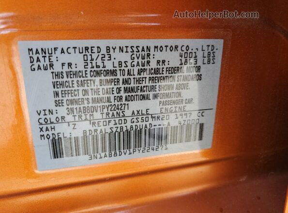 3N1AB8DV1PY224271 2023 NISSAN SENTRA Оранжевый Вид подкапотного пространства