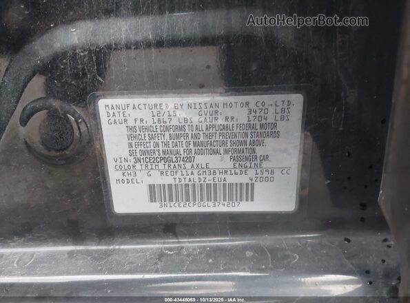 3N1CE2CP0GL374207 2016 NISSAN VERSA NOTE Black Շարժիչի բաժամունքի տեսք