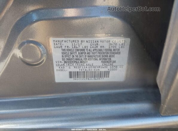 3N1CE2CP8JL360577 2018 NISSAN VERSA NOTE Gray 