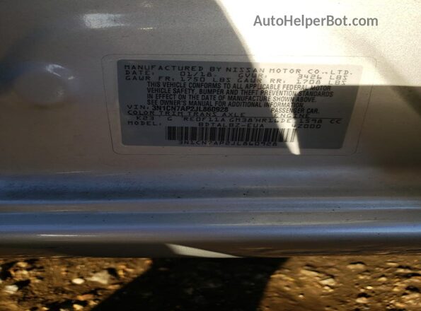 3N1CN7AP2JL860928 2018 NISSAN VERSA Silver 