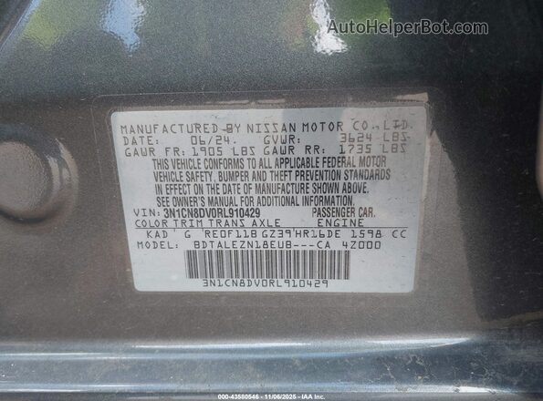 3N1CN8DV0RL910429 2024 NISSAN VERSA Gray 