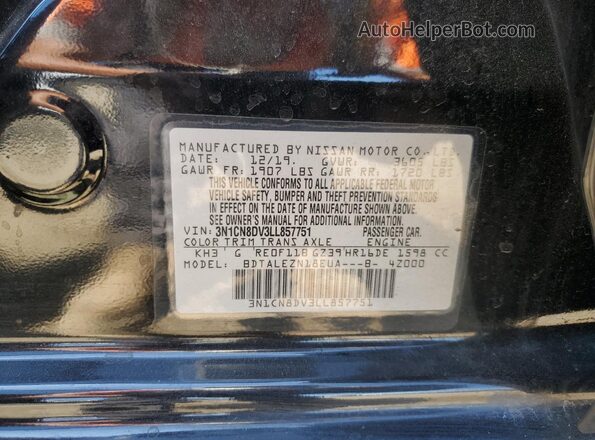 3N1CN8DV3LL857751 2020 NISSAN VERSA Black Вид підкапотного простору