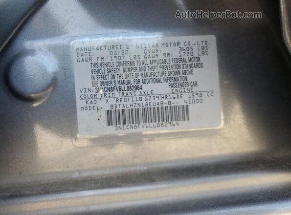 3N1CN8FV6LL882964 2020 NISSAN VERSA Серый Вид подкапотного пространства