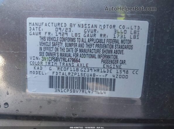 3N1CP5BV7RL479664 2024 NISSAN KICKS Gray Widok komory silnika