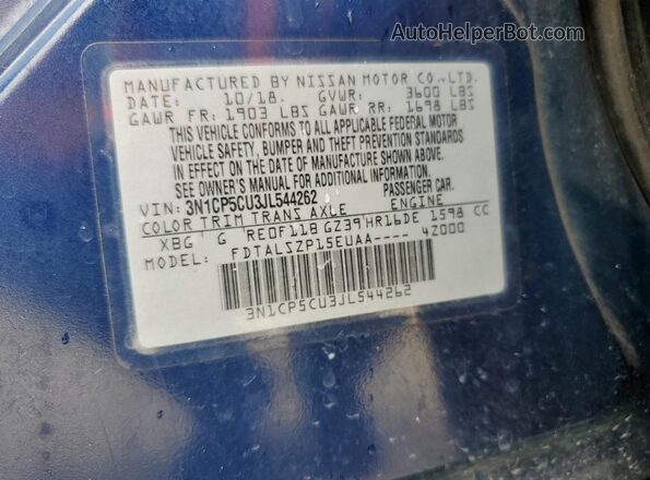 3N1CP5CU3JL544262 2018 NISSAN KICKS Синий 