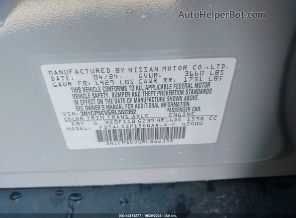 3N1CP5CV5RL552352 2024 NISSAN KICKS Gray Widok komory silnika
