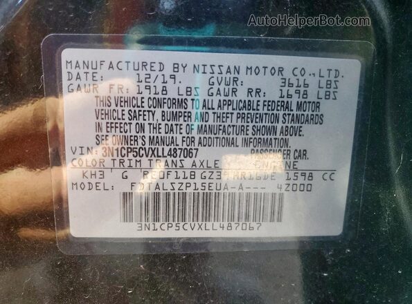 3N1CP5CVXLL487067 2020 NISSAN KICKS Black Widok naklejki z numerem VIN