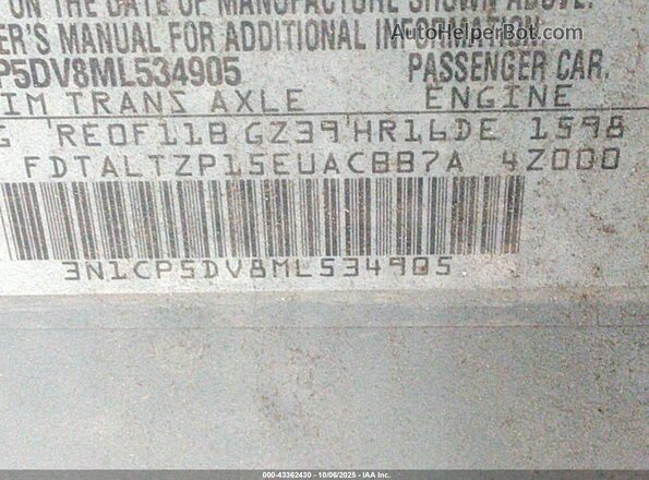 3N1CP5DV8ML534905 2021 NISSAN KICKS Gray Engine compartment view
