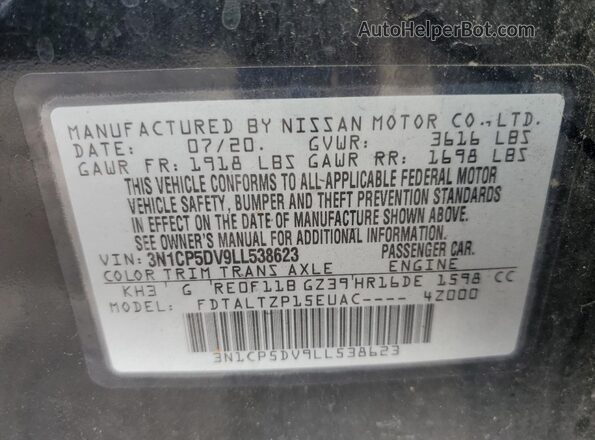 3N1CP5DV9LL538623 2020 NISSAN KICKS Black Вид підкапотного простору