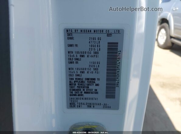 3N6CM0KN3MK698741 2021 NISSAN NV200  CARGO White Vista del compartimento del motor