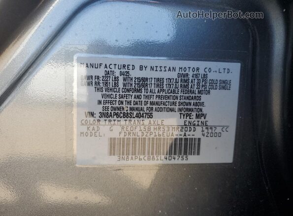 3N8AP6CB8SL404755 2025 NISSAN KICKS Gray Widok wnętrza 360 stopni