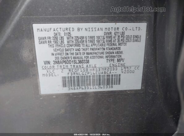3N8AP6DD1SL360338 2025 NISSAN KICKS Gray ძრავის განყოფილების ხედი