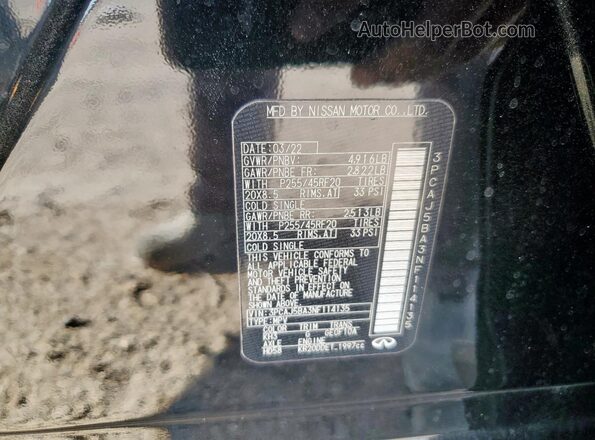 3PCAJ5BA3NF114135 2022 INFINITI QX50 Black Вид наклейки з VIN-кодом