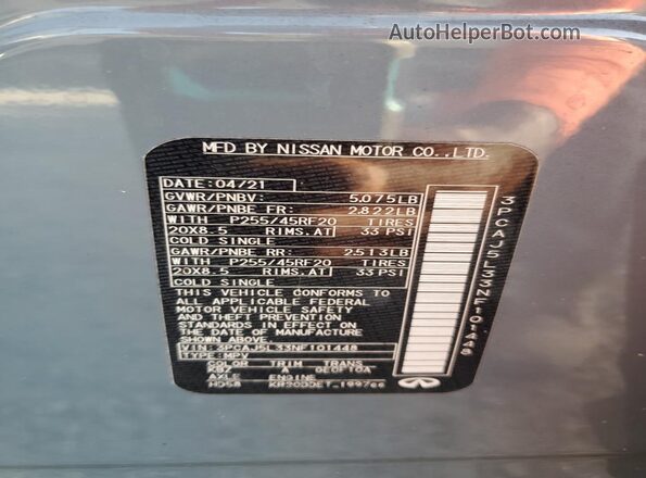 3PCAJ5L33NF101448 2022 INFINITI QX55 Gray Widok wnętrza 360 stopni