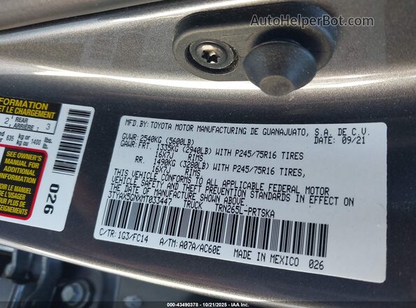 3TYAX5GNXMT033447 2021 TOYOTA TACOMA Silver Շարժիչի բաժամունքի տեսք