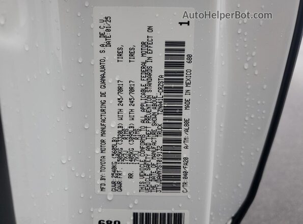 3TYJDAHN7ST019132 2025 TOYOTA TACOMA White Engine compartment view