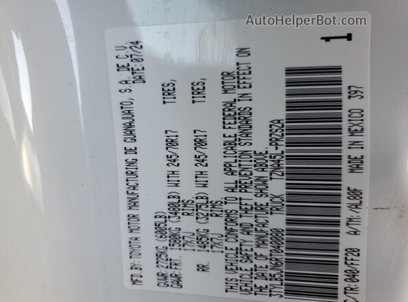 3TYLB5JN6RT040080 2024 TOYOTA LE White VIN sticker view
