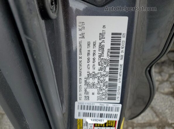 3TYRX5GN3LT000159 2020 TOYOTA TACOMA Charcoal Engine compartment view