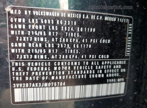 3VV2B7AX3JM075704 2018 VOLKSWAGEN TIGUAN Green 