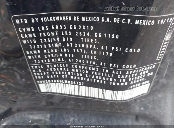 3VV2B7AX6LM036737 2020 VOLKSWAGEN TIGUAN Black Շարժիչի բաժամունքի տեսք