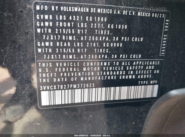 3VVCX7B27PM372623 2023 VOLKSWAGEN TAOS Black Engine compartment view