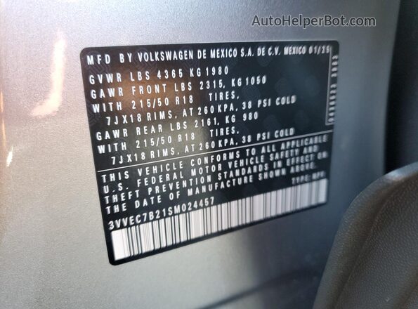 3VVEC7B21SM024457 2025 VOLKSWAGEN TAOS Silver 