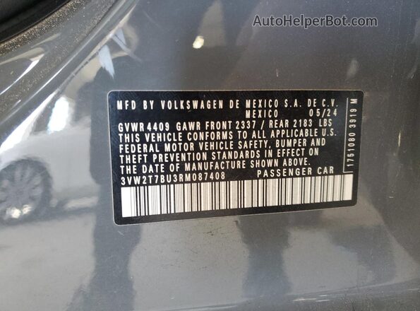 3VW2T7BU3RM087408 2024 VOLKSWAGEN JETTA Gray ძრავის განყოფილების ხედი
