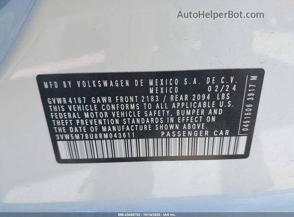 3VW5M7BU8RM043611 2024 VOLKSWAGEN JETTA Белый Вид подкапотного пространства