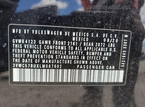 3VWC57BUXLM087802 2020 VOLKSWAGEN JETTA Black Vista del compartimento del motor