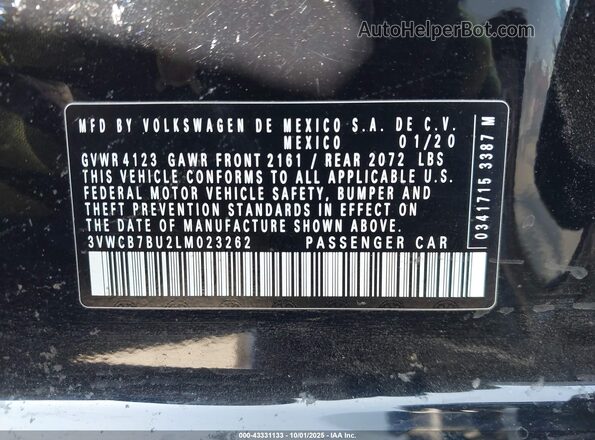 3VWCB7BU2LM023262 2020 VOLKSWAGEN JETTA Black Engine compartment view