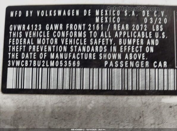 3VWCB7BU2LM053569 2020 VOLKSWAGEN JETTA White Vista del compartimento del motor