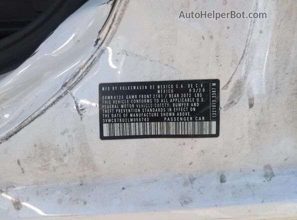 3VWCB7BU2LM055743 2020 VOLKSWAGEN JETTA White Widok komory silnika