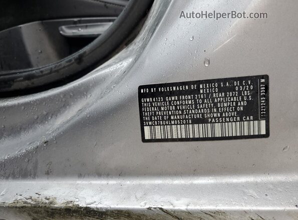 3VWCB7BU4LM052018 2020 VOLKSWAGEN JETTA Silver Vista del compartimento del motor