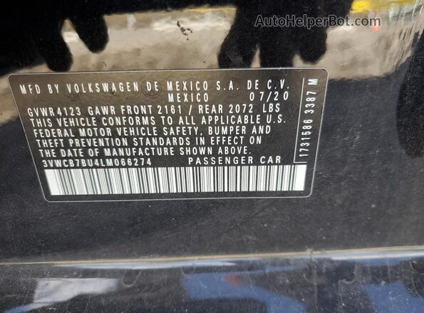 3VWCB7BU4LM066274 2020 VOLKSWAGEN JETTA Black Շարժիչի բաժամունքի տեսք