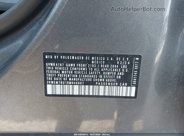 3VWEM7BU1RM046687 2024 VOLKSWAGEN JETTA Серый Вид подкапотного пространства