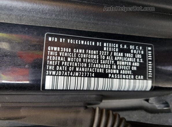 3VWJD7AT4JM727714 2018 VOLKSWAGEN BEETLE Black VIN sticker view