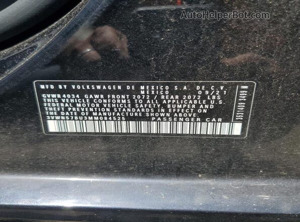 3VWN57BU3MM084525 2021 VOLKSWAGEN JETTA Черный 
