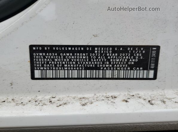 3VWN57BU9LM004692 2020 VOLKSWAGEN JETTA White Widok komory silnika