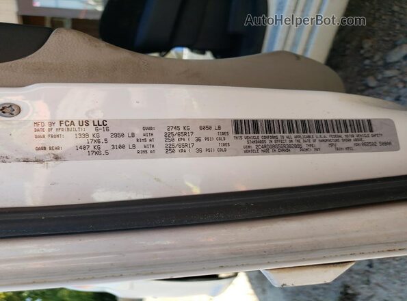 2C4RDGBG5GR382895 2016 DODGE GRAND Белый 