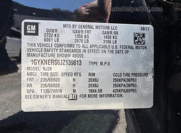 1GYKNERS6JZ139813 2018 CADILLAC XT5 Черный 
