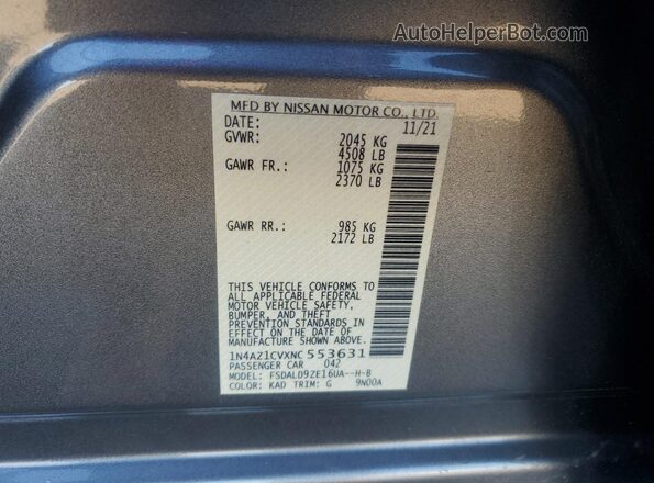 1N4AZ1CVXNC553631 2022 NISSAN LEAF Gray 