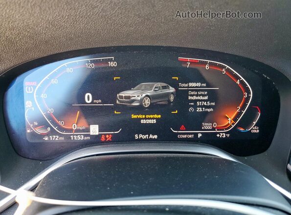 WBA7T2C00LCE43524 2020 BMW 7 SERIES Gray უკანა სავარძლების ხედი