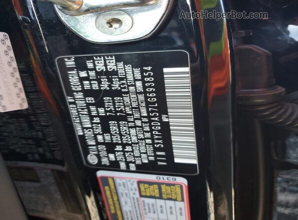5XYPGDA57LG693854 2020 KIA SORENTO Black Vista interior de 360 grados