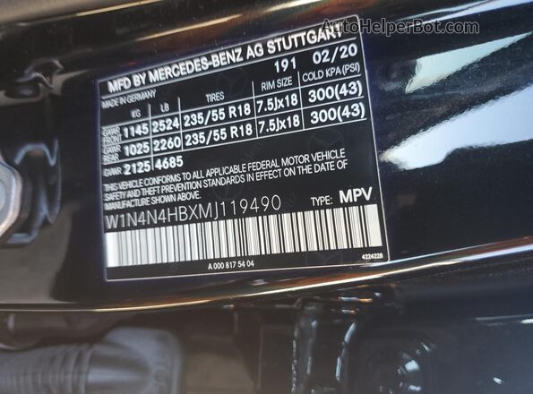 W1N4N4HBXMJ119490 2021 MERCEDES-BENZ GLA Black Widok wnętrza 360 stopni