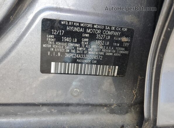 3KPC24A33JE014572 2018 HYUNDAI ACCENT Серебряный 