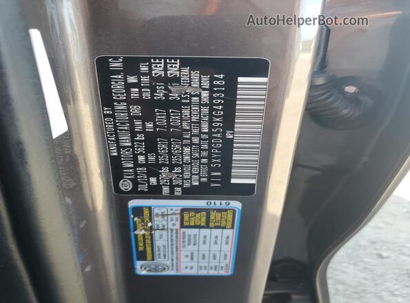 5XYPGDA59KG493184 2019 KIA SORENTO Brown Vista interior de 360 grados