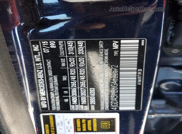 4JGDA5HB6GA622572 2016 MERCEDES-BENZ GLE Blue Vista del compartimento del motor