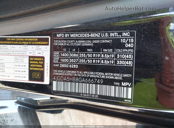 4JGDA5HB8GA666749 2016 MERCEDES-BENZ GLE 350 Black 